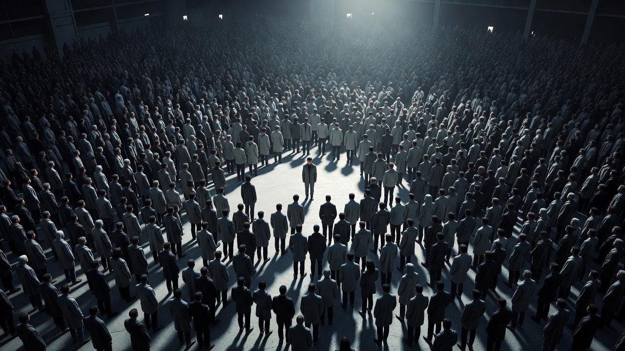 Deindividuation — an anonymous crowd from above